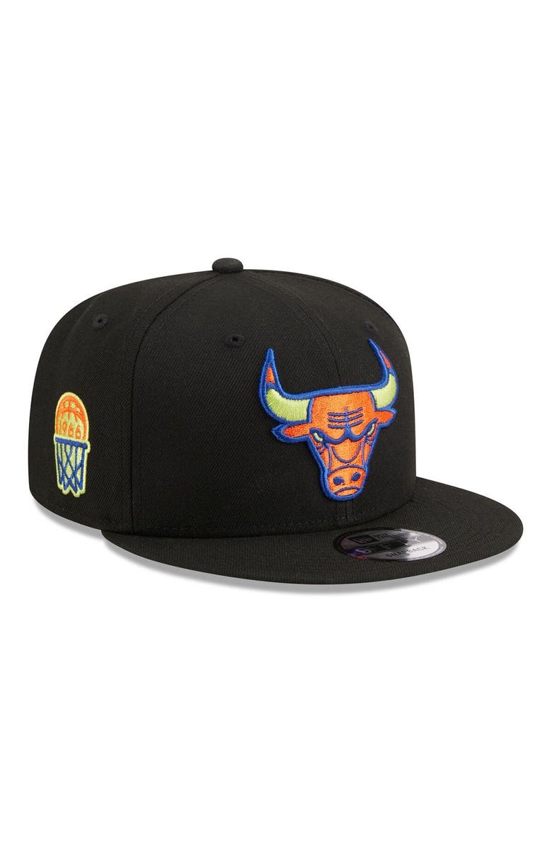 New Era Men's New Era Black Chicago Bulls Neon Pop 9FIFTY Snapback Hat, Main, color,