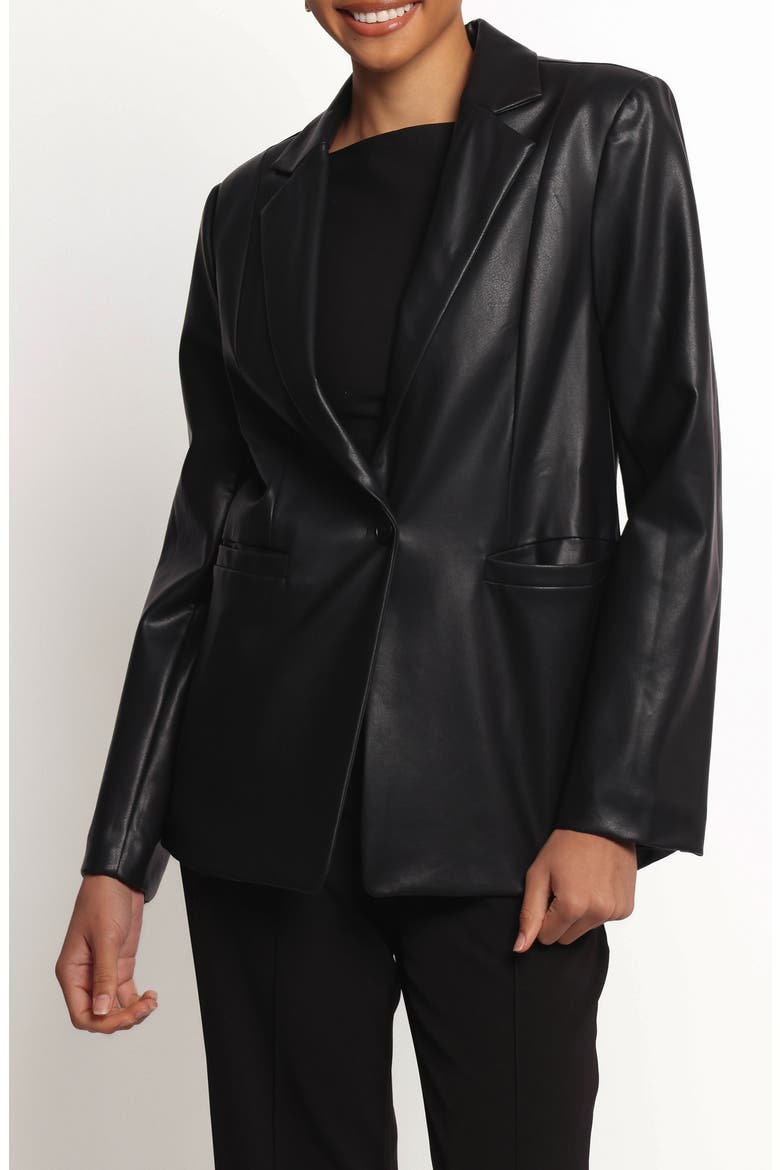 Jamie Faux Leather Blazer, Main, color, BLACK