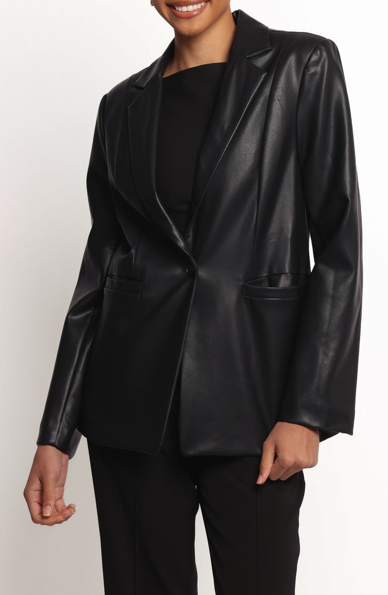 Petal & Pup Jamie Faux Leather Blazer, Main, color, Black