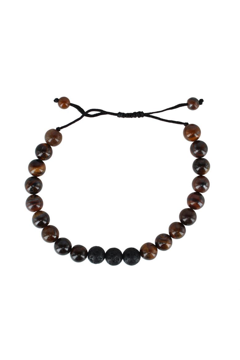Ryder Wood Look Bead Adjustable Bracelet, Alternate, color, Brown