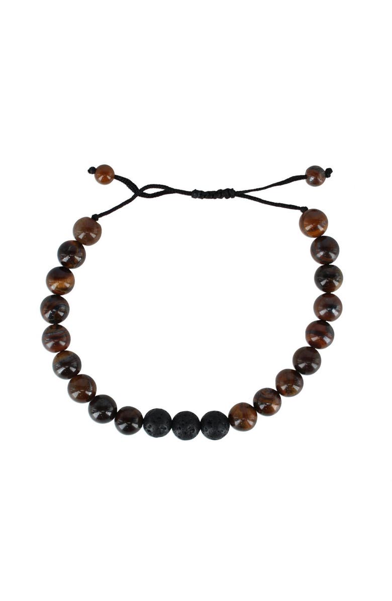 Trafalgar Ryder Wood Look Bead Adjustable Bracelet, Alternate, color, Brown