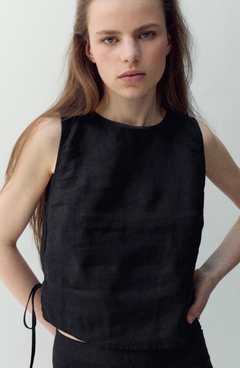 MANGO Side Bow Sleeveless Linen Top, Alternate, color, 