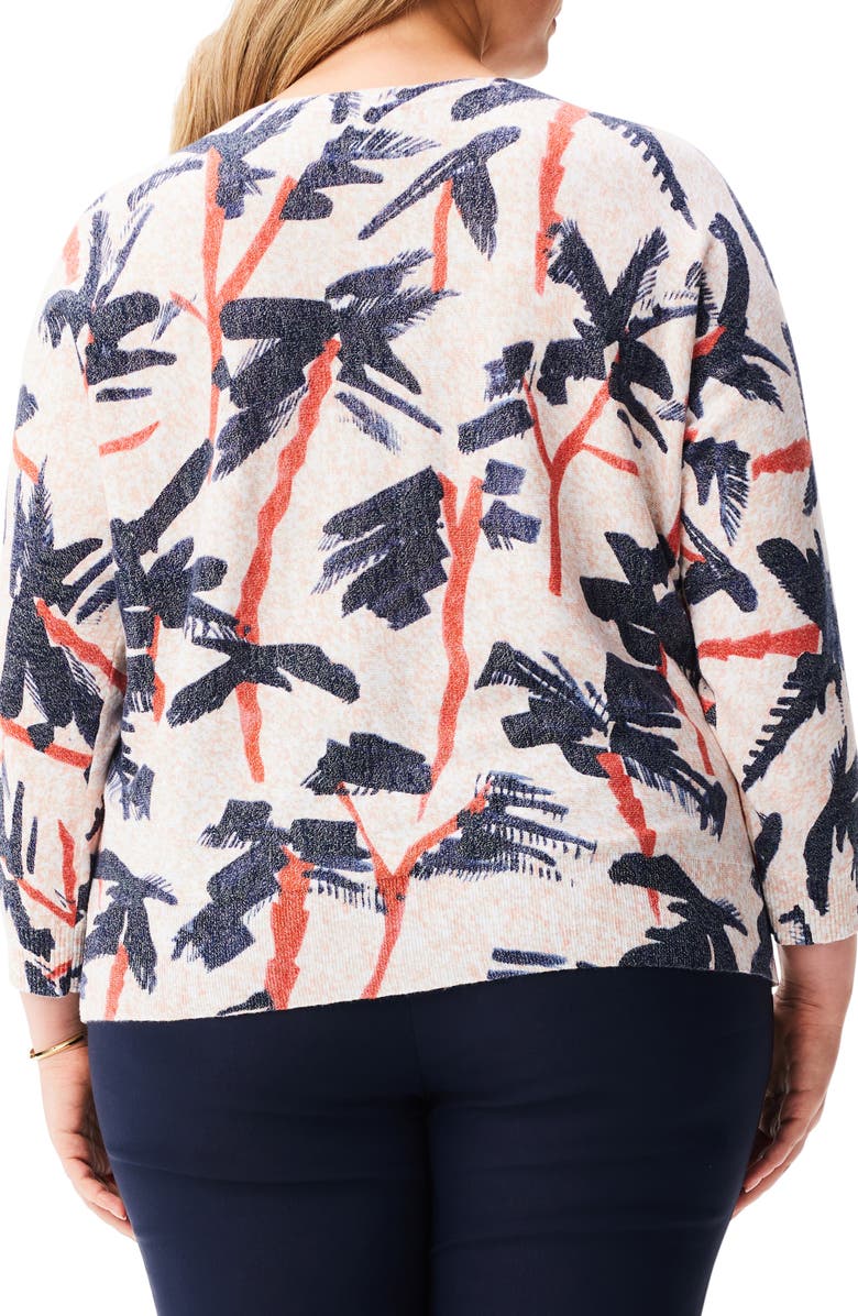 NIC+ZOE Painted Palms Cotton Blend Sweater, Alternate, color, Pink Multi