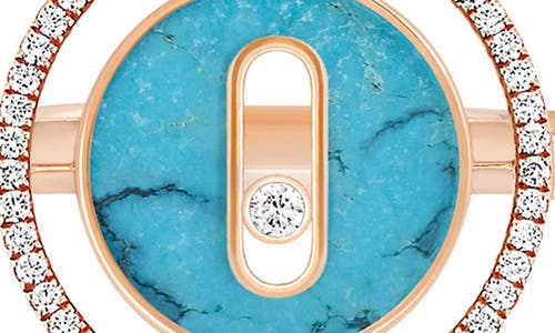 Messika Lucky Move Turquoise & Diamond Ring In Pink Gold