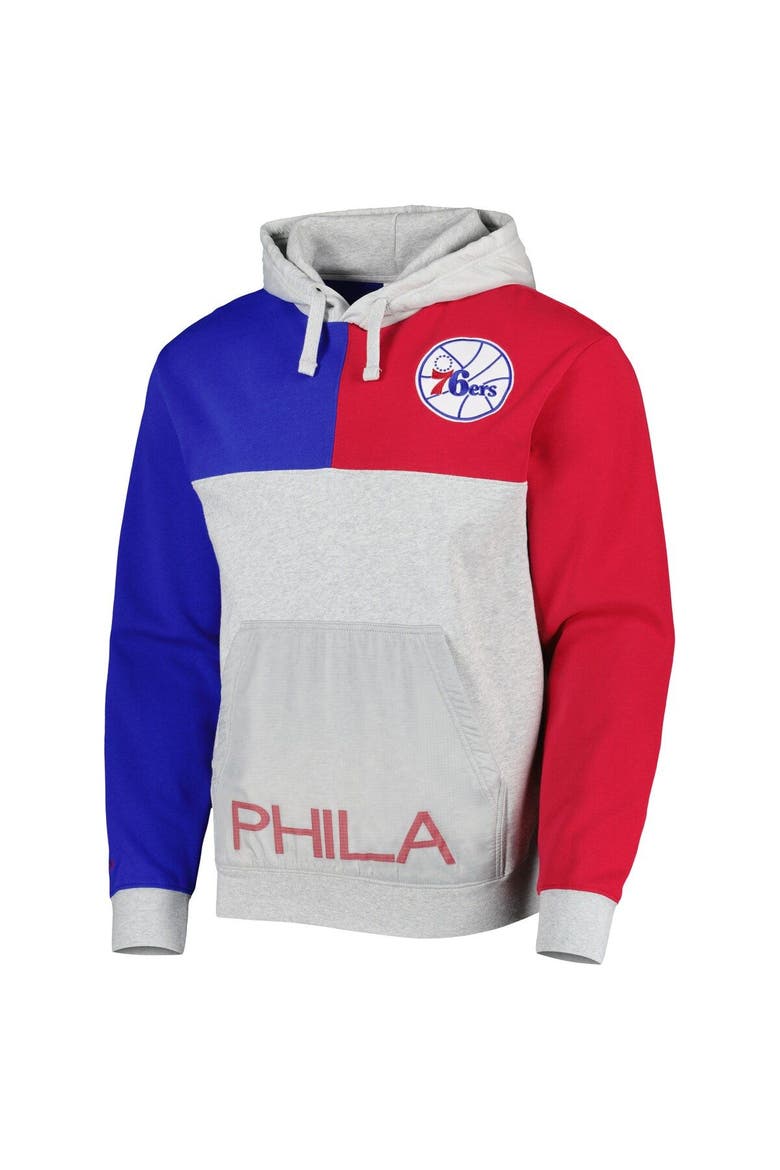 Men's Mitchell & Ness  Heather Gray Philadelphia 76ers Tie-Breaker Pullover Hoodie, Alternate, color, Heather Gray