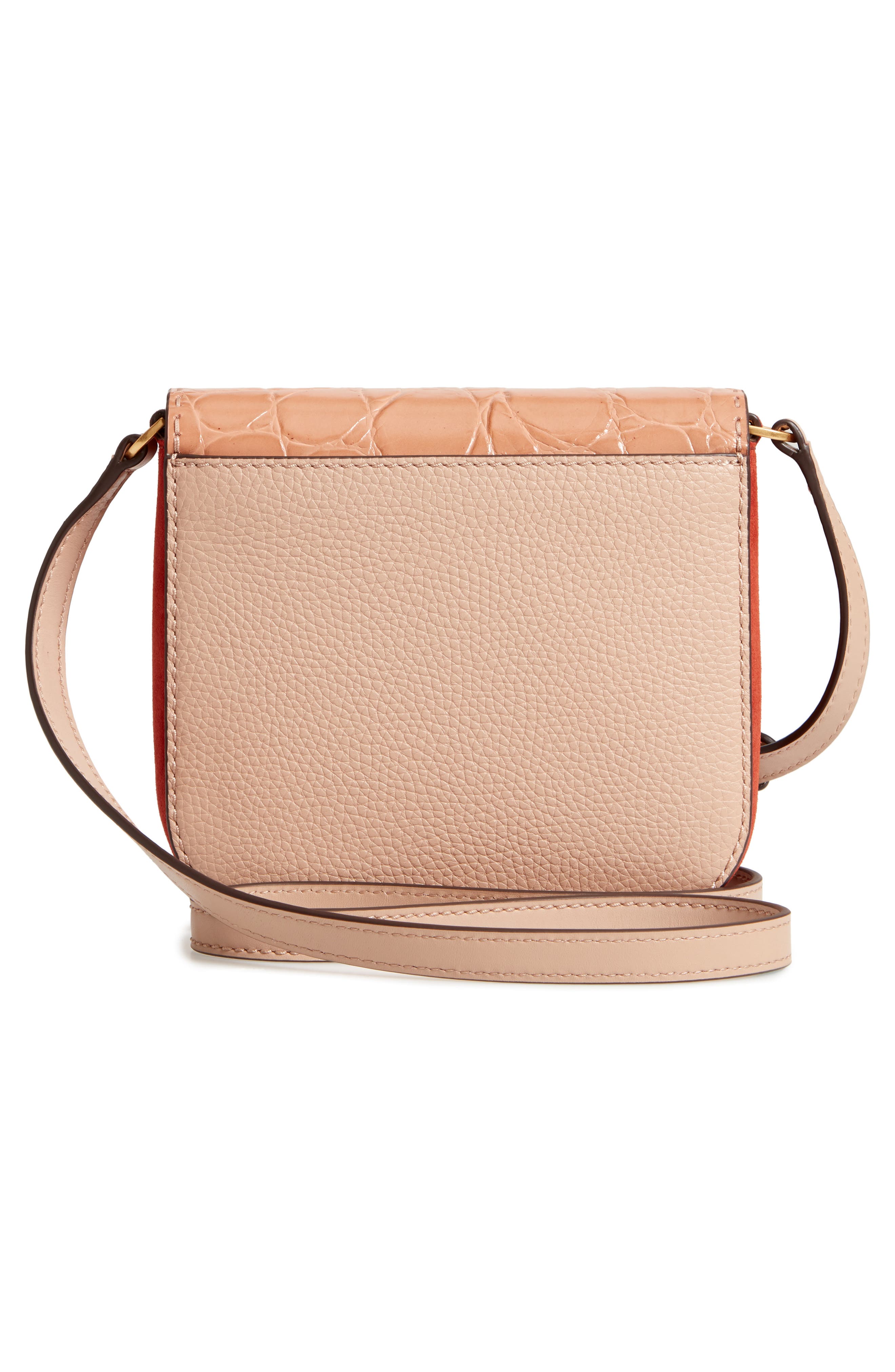 Tory Burch McGraw Croc Embossed Leather Crossbody Bag, Alternate, color, 