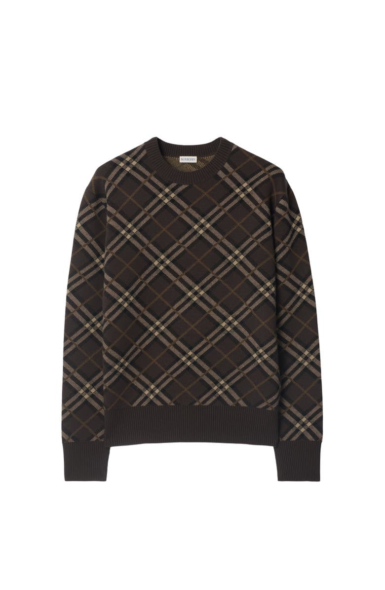 Burberry Check Wool Cashmere Blend Sweater, Alternate, color, Truffle Brown