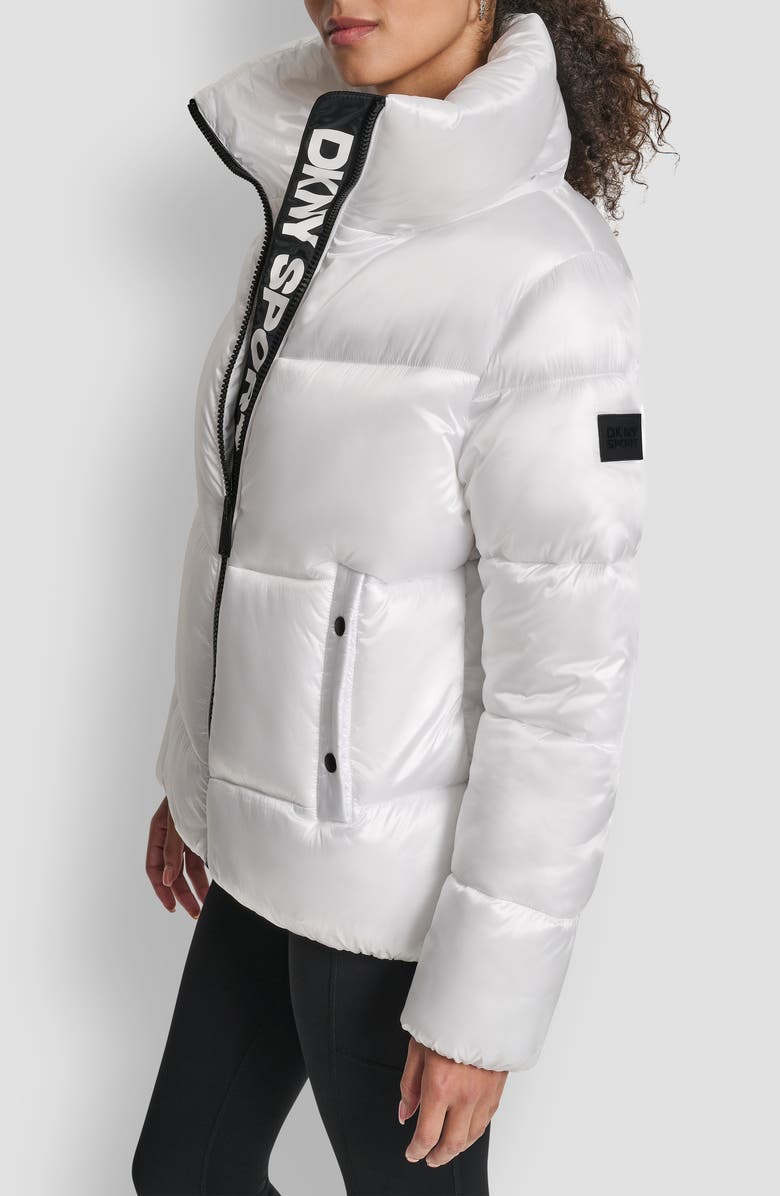 DKNY Oversize Collar Quilted Puffer Jacket, Alternate, color, Liq Wht