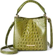 Brahmin Mini Amelia Croc Embossed Leather Top Handle Bucket Bag