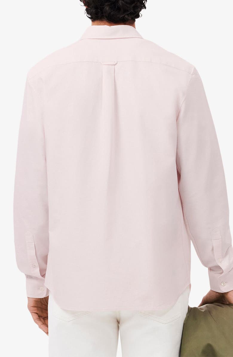 Lacoste Regular Fit Oxford Button-Down Shirt, Alternate, color, White/ Flamingo