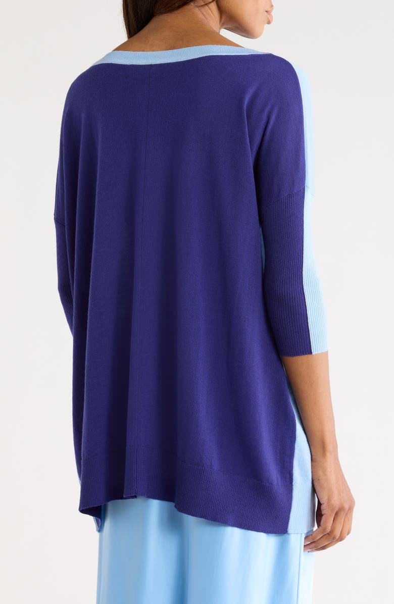 Diane von Furstenberg Diane Wool Tunic Sweater, Alternate, color, Misty Blue/ Classic Navy