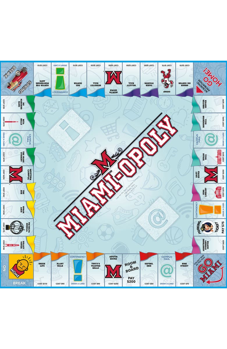 Late for the Sky Miamiopoly University Themed Family Board Game, Ages 8+, Alternate, color, Multicolored