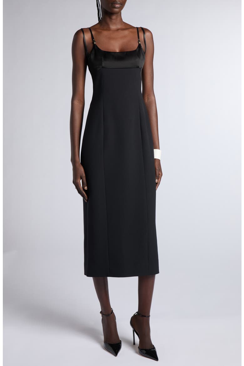 Silk & Wool Cady Cocktail Dress, Main, color, BLACK