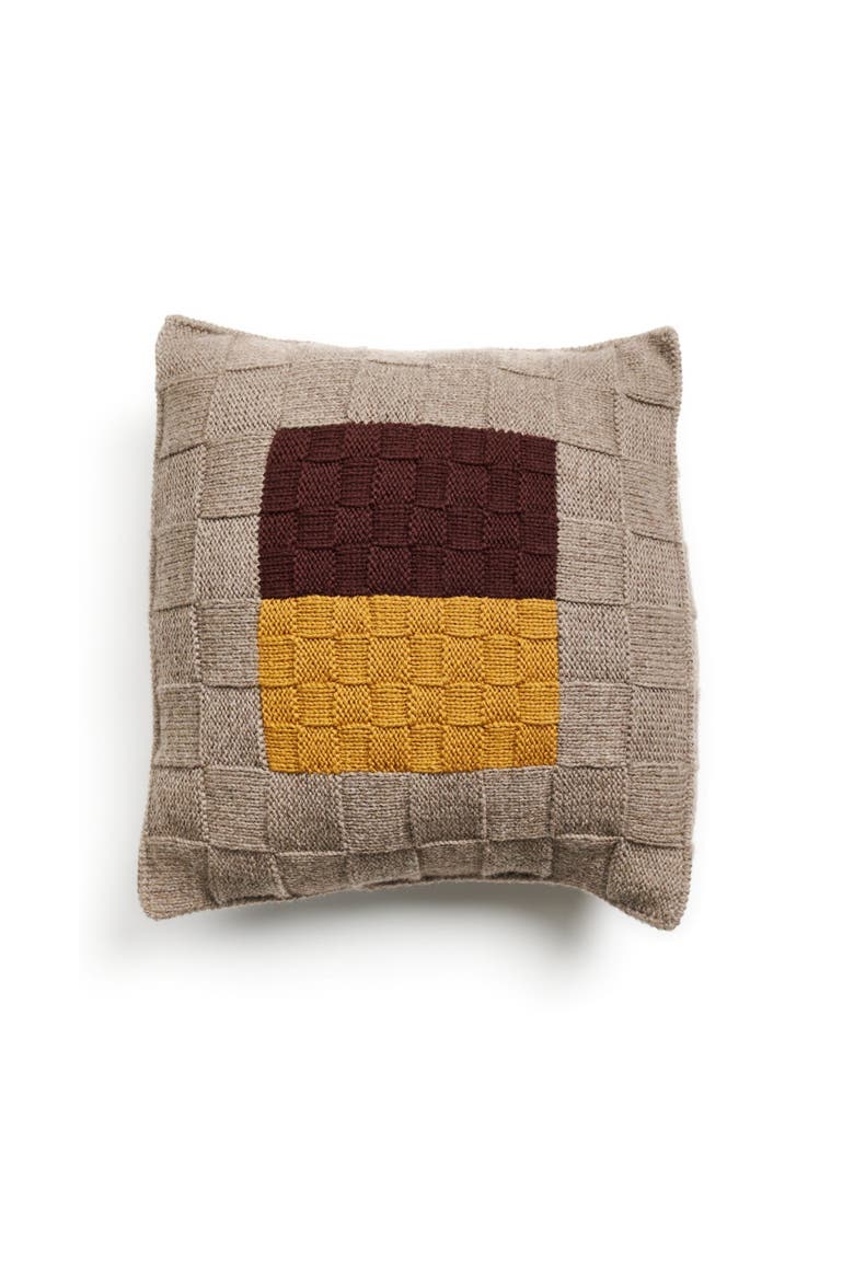 Andes Hand Knitted Large Wool Pillow Cover, Alternate, color, Topaz Brown