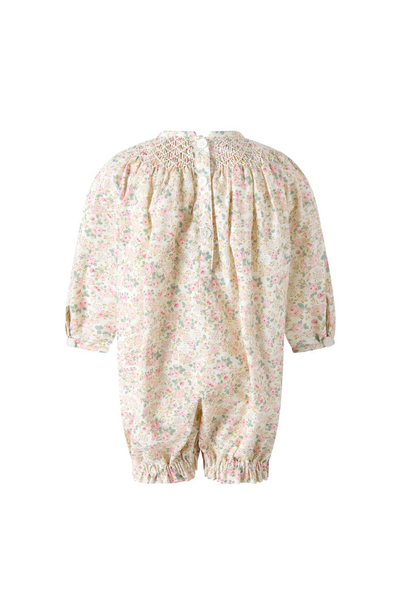 Rachel Riley Floral Smocked Babysuit, Alternate, color, Pink