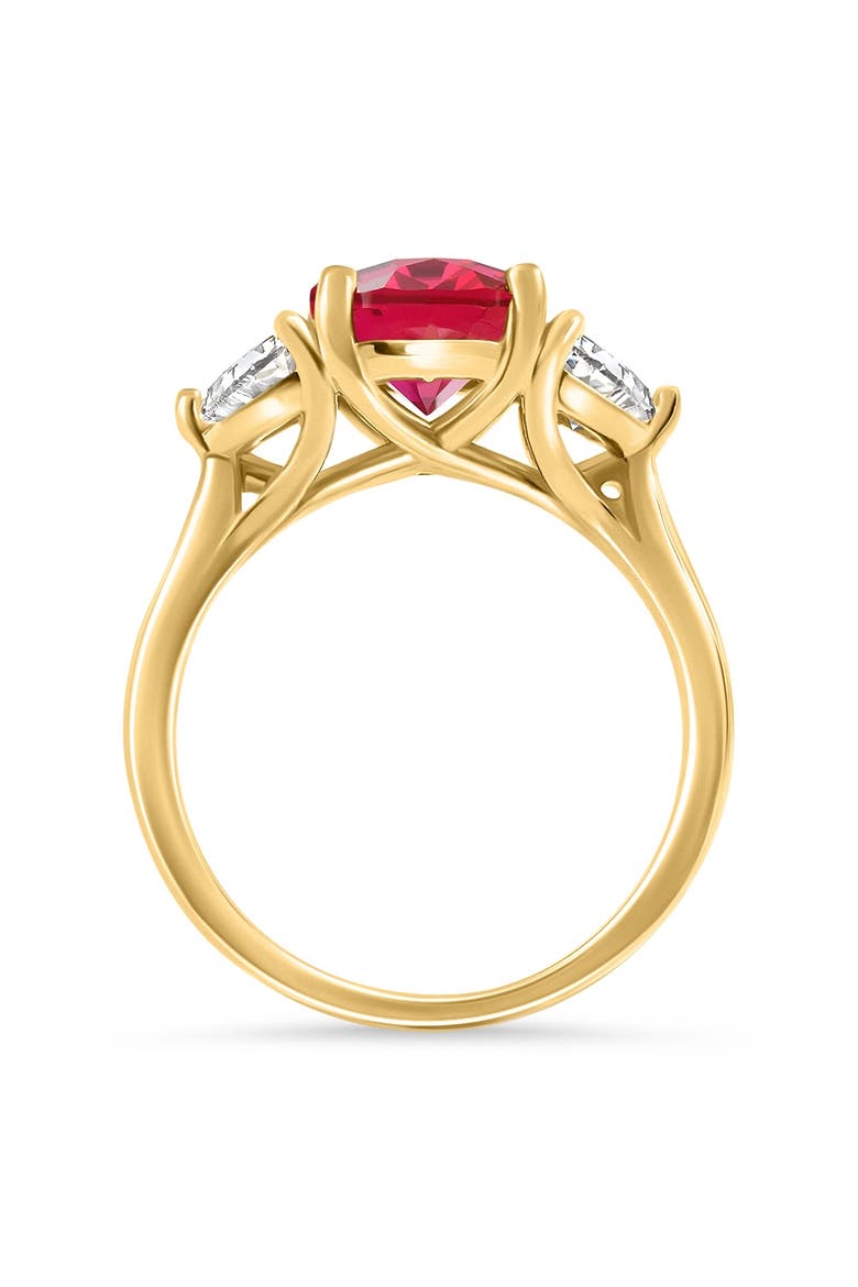 Oval Ruby & Half Moon Diamond Ring 14k Gold Lab Grown, Alternate, color, 14k Yellow Gold