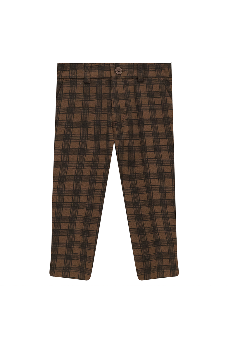Plaid Knit Long Pants with Zipper Closure, Main, color, Expresso