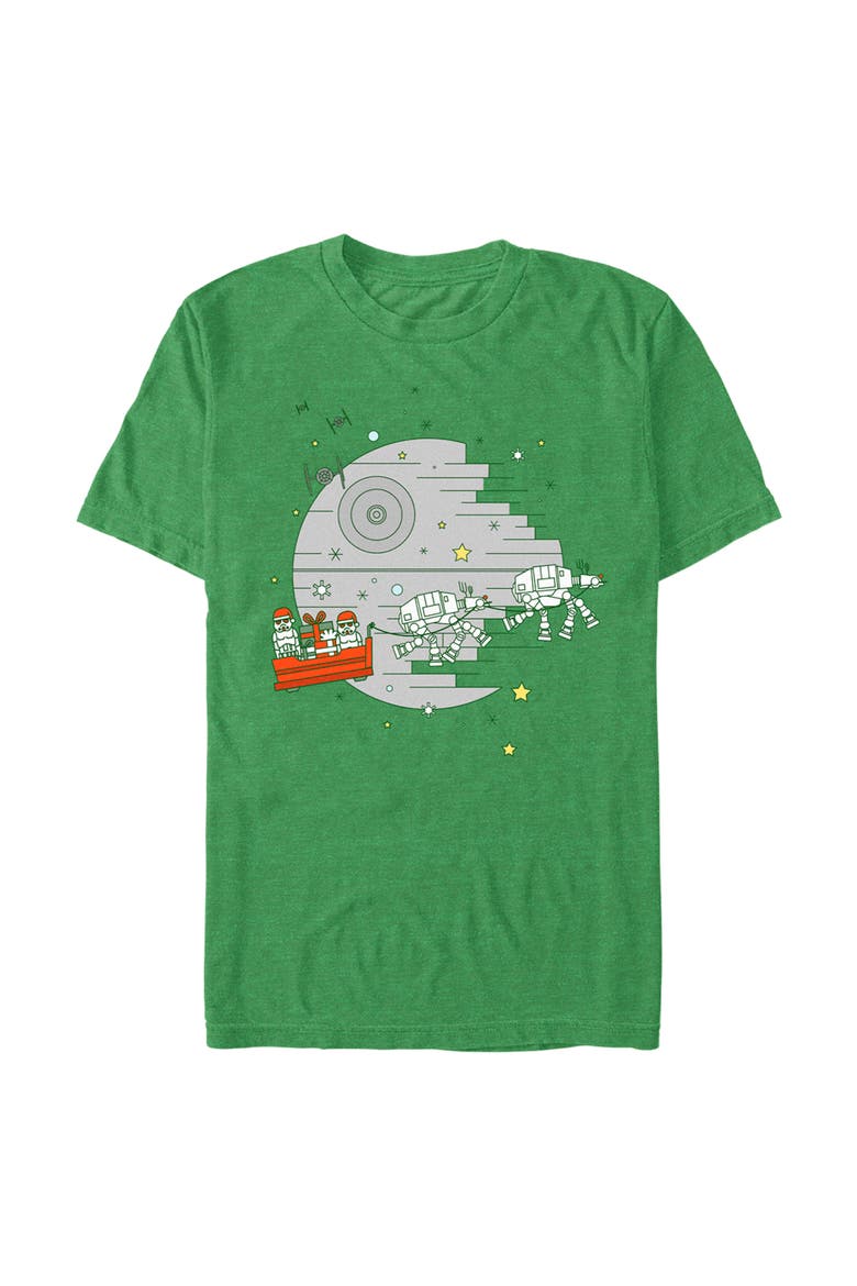 Men's Star Wars Christmas Death Star Scene Graphic Tee, Main, color, Kelly Heather