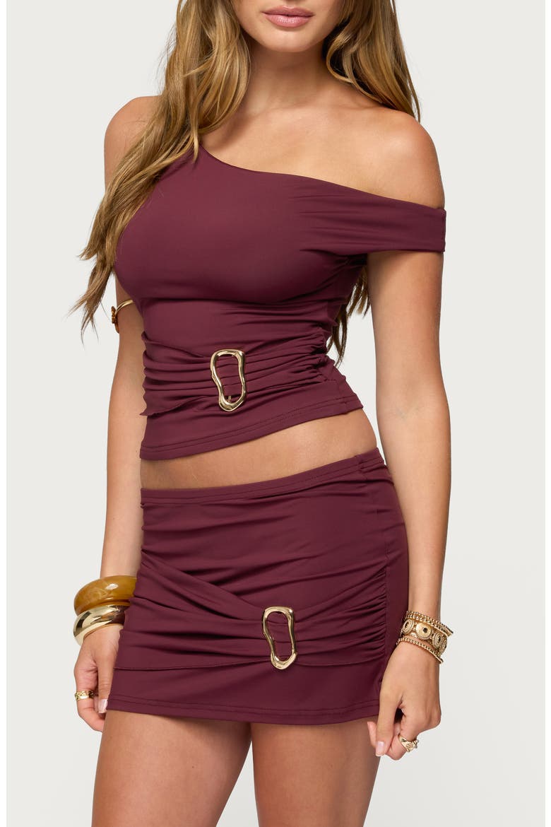 Kenia Ring Off the Shoulder Top, Alternate, color, BURGUNDY