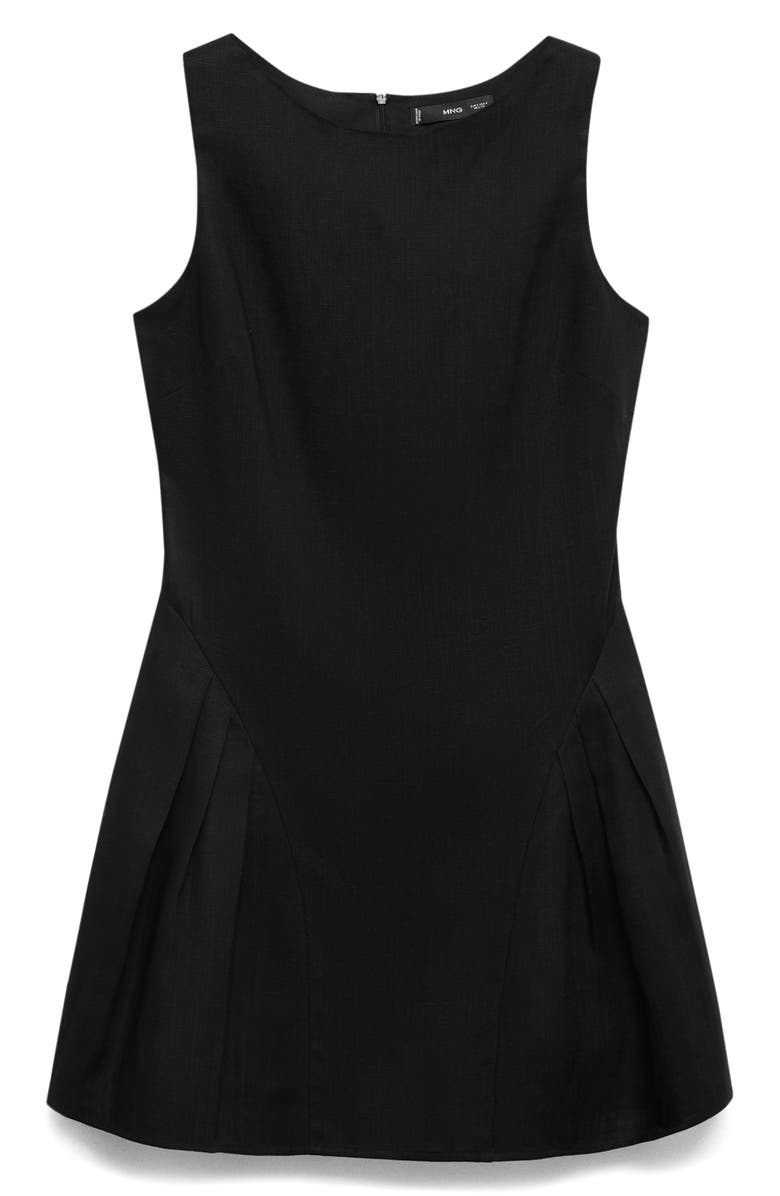 MANGO Pleated Sleeveless Dress, Alternate, color, Black