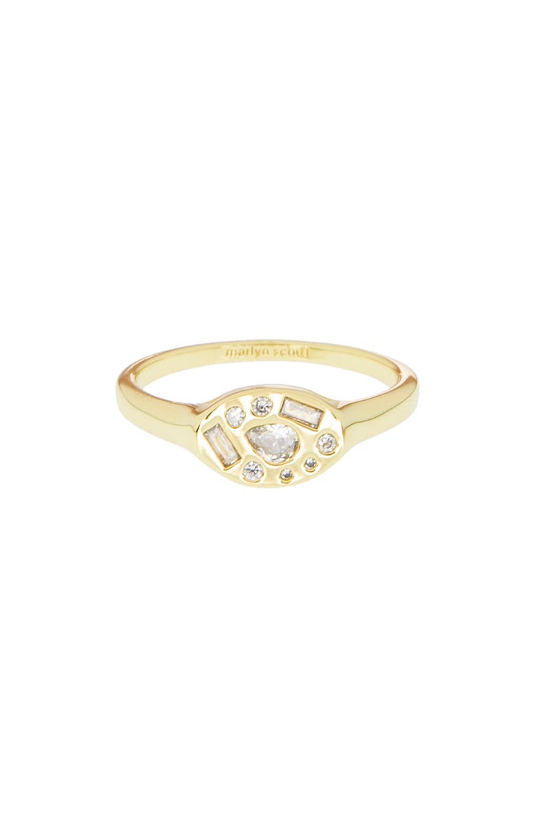 MARLYN SCHIFF Mixed Cut Cubic Zirconia Signet Ring, Main, color, 