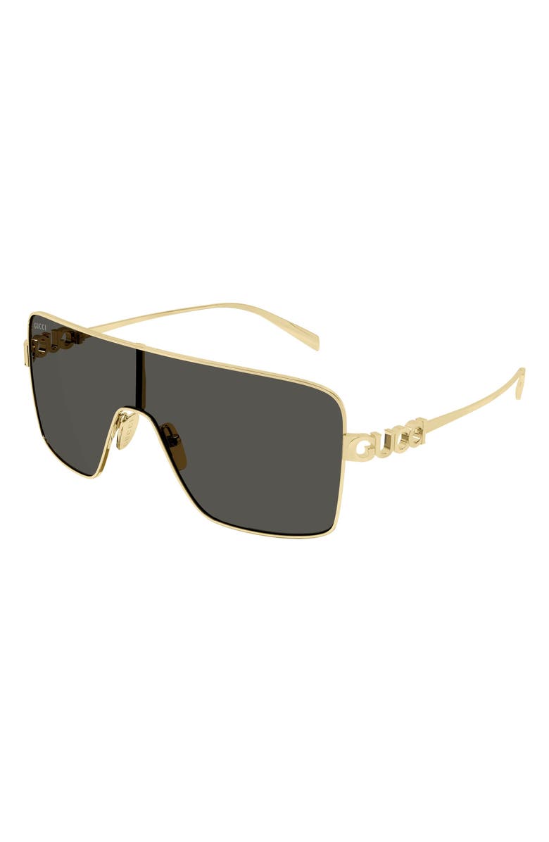 Gucci 99mm Mask Sunglasses, Alternate, color, Gold