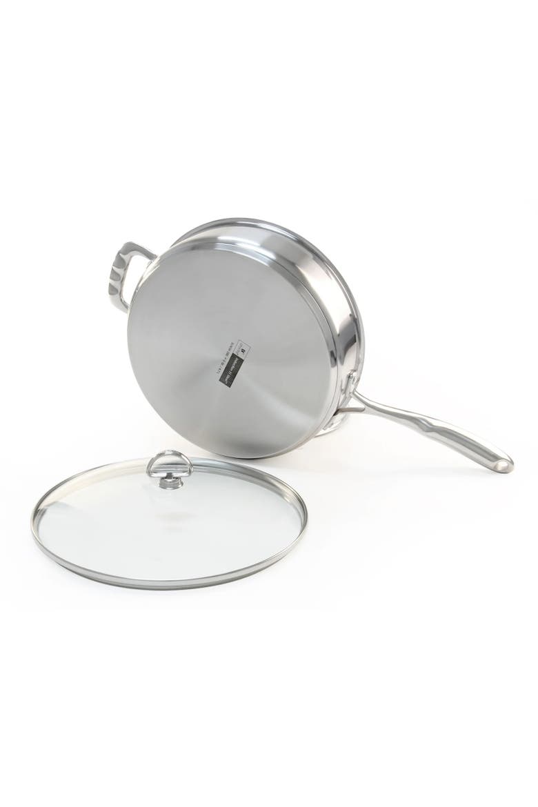 Induction 21 Saute Pan w/ Ceramic Coating & Glass Lid, 5 Quart, Alternate, color, Silver