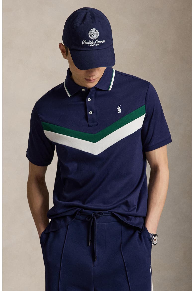 Chevron Classic Fit Soft Cotton Polo, Alternate, color, NEWPORT NAVY