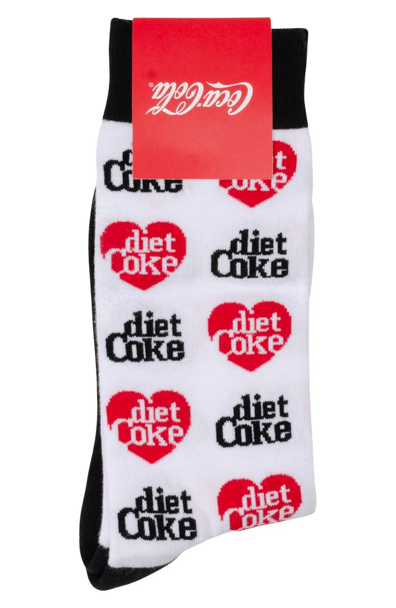 Cufflinks, Inc. Diet Coke Crew Socks, Alternate, color, White