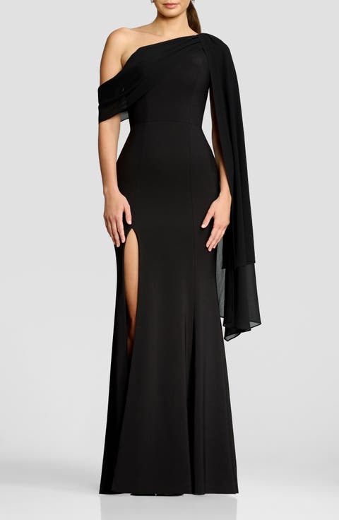 Sera One-Shoulder Cape Gown