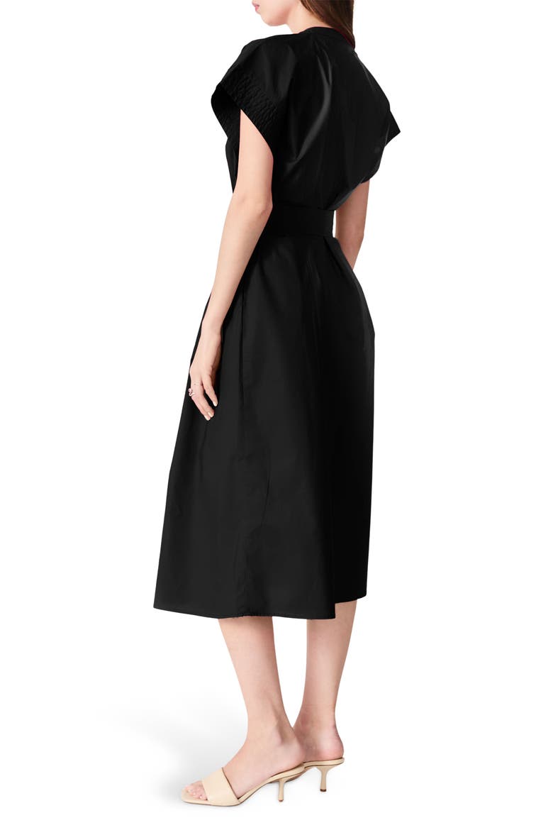 Cancela Cap Sleeve Cotton Poplin Shirtdress, Alternate, color, BLACK