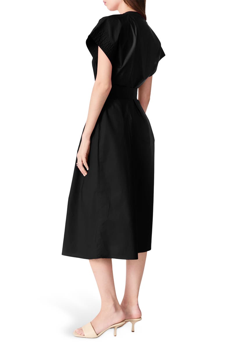 DELUC Cancela Cap Sleeve Cotton Poplin Shirtdress, Alternate, color, Black
