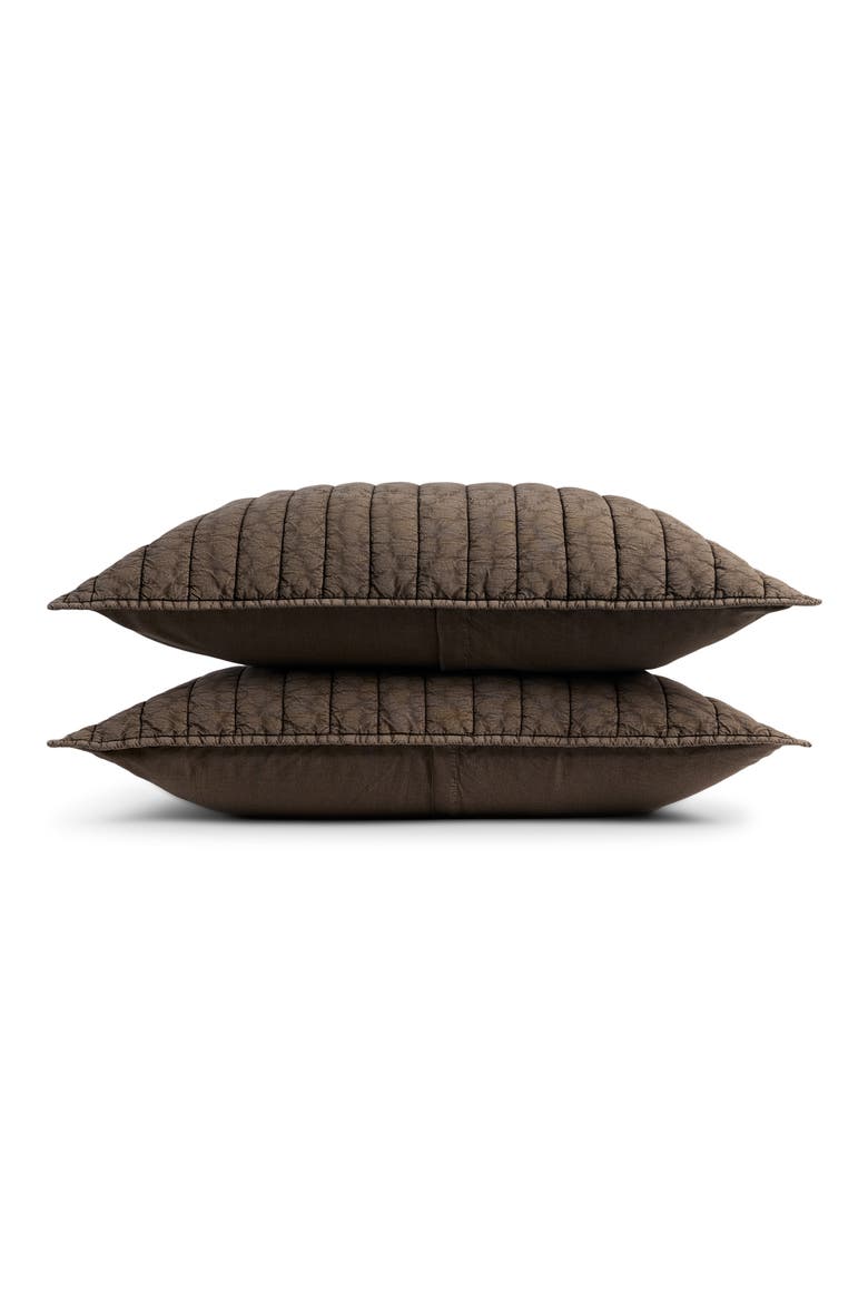 Set of 2 Garment Dye Channel Quilted Pillow Shams, Main, color, WARM GREY