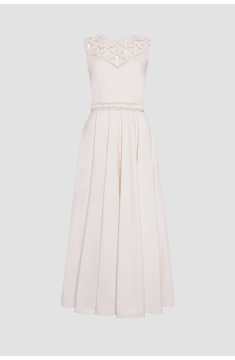 Roksanda Helin Cotton Macrame Detail Dress, Alternate, color, Dusty White