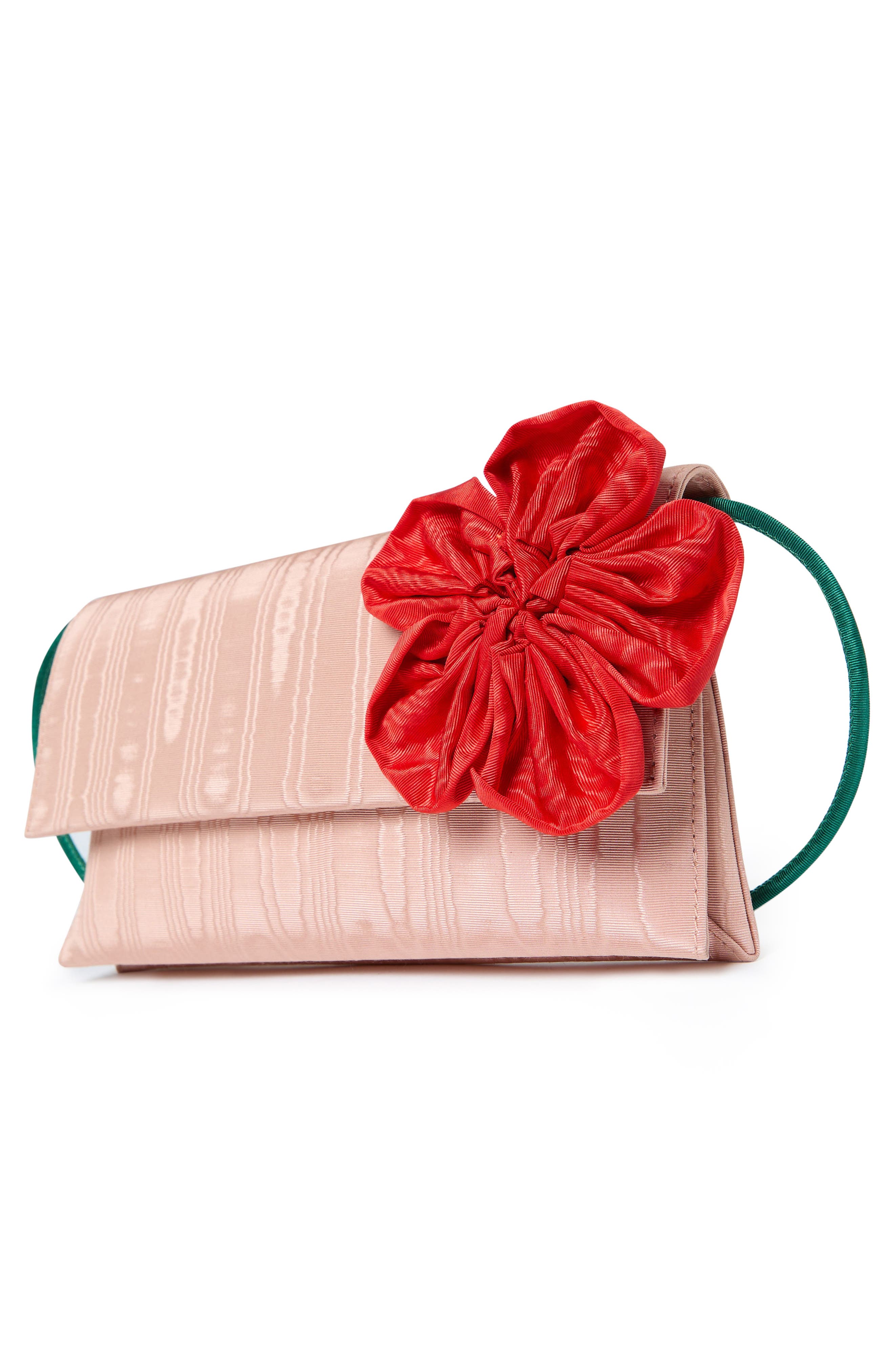 Loeffler Randall Charlee Flap Clutch with Flower, Alternate, color, Light Pink/ Green/ Red