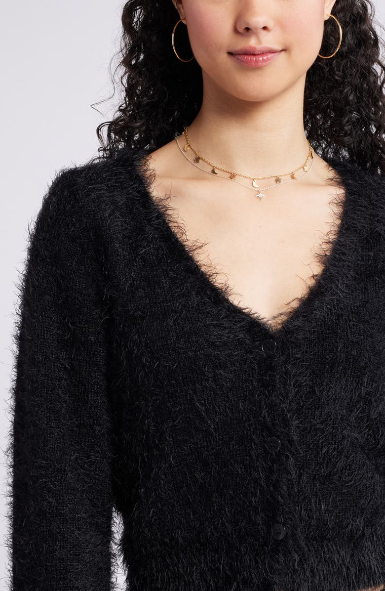 BP. Eyelash V-Neck Crop Cardigan, Alternate, color, 