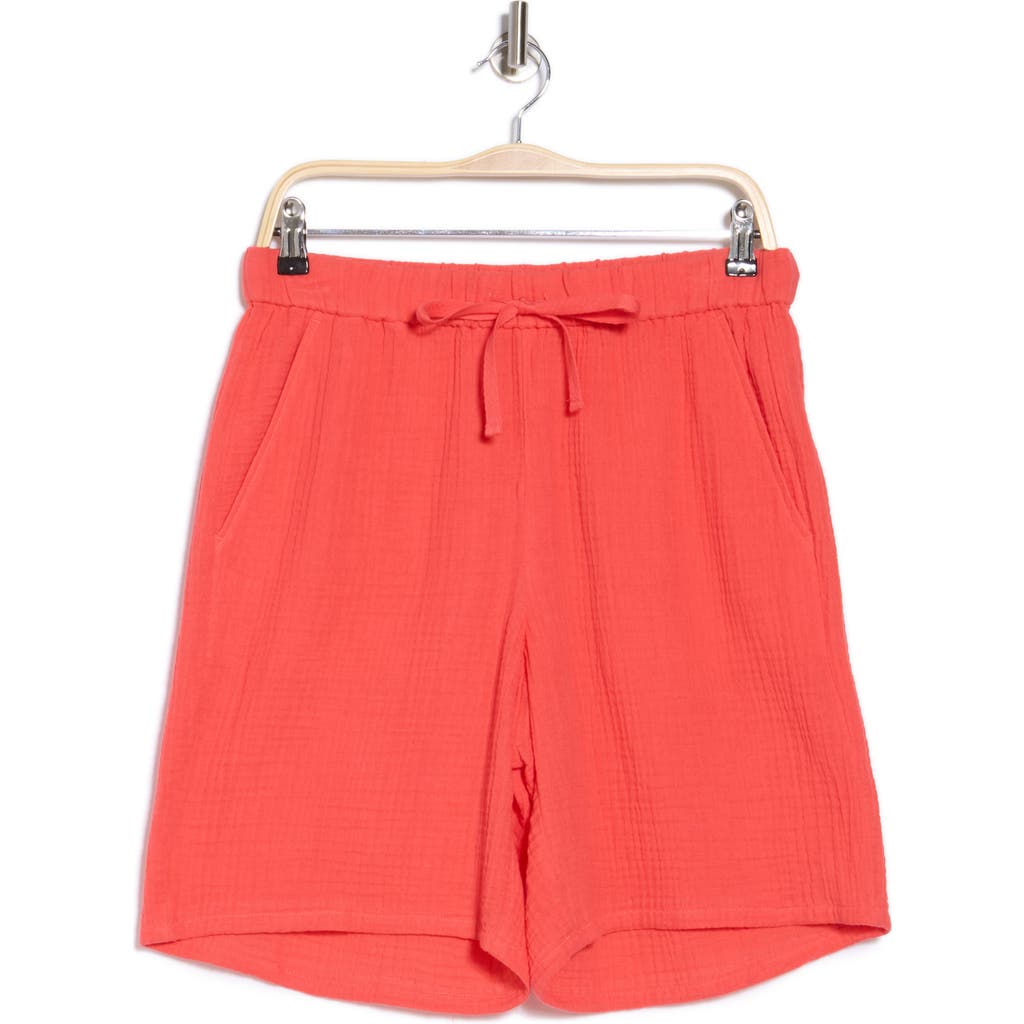 Eileen Fisher Organic Cotton Drawstring Shorts In Red