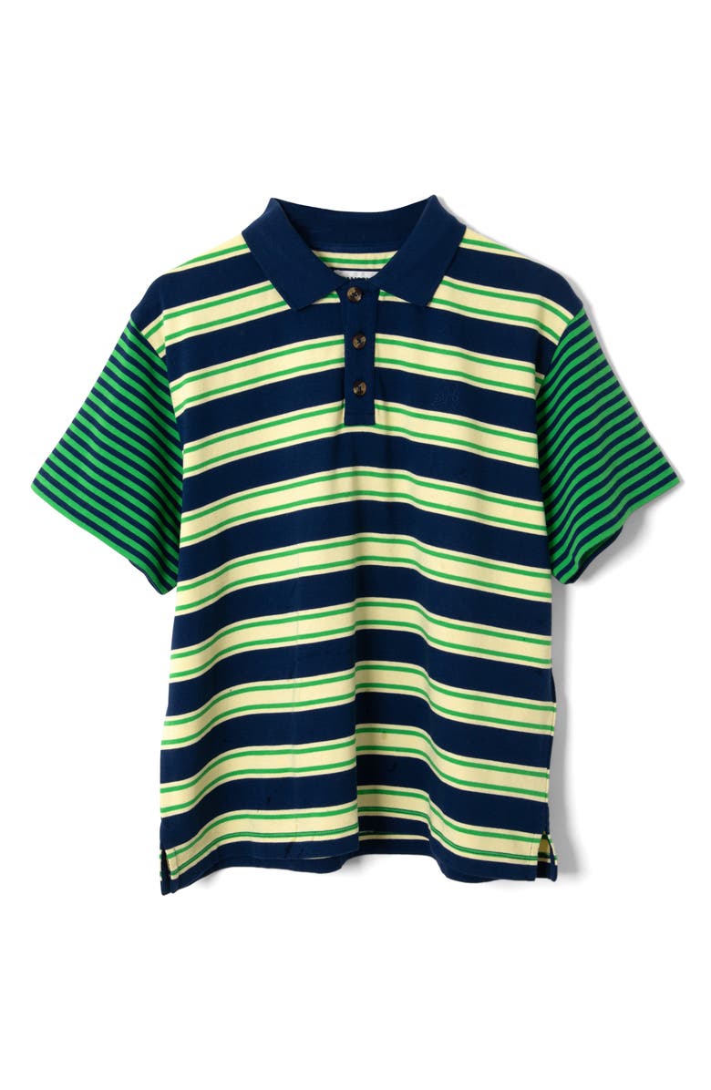 Damson Madder Zia Mix Stripe Rugby Polo, Main, color, Green Multi