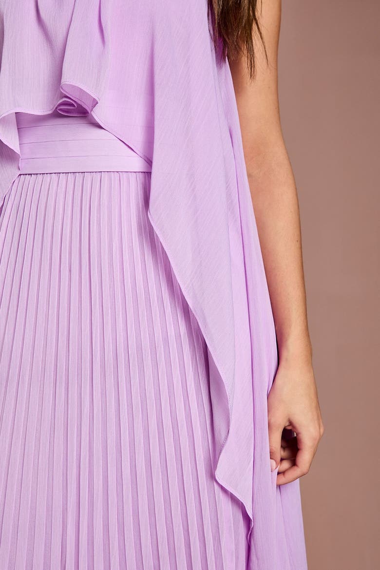 Cape Sleeve Pleated Maxi Dress, Alternate, color, Purple