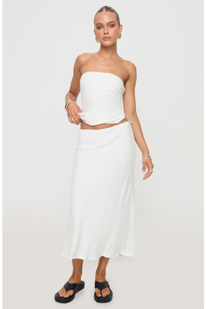 Ermias Linen Blend Midi Skirt, Alternate, color, WHITE