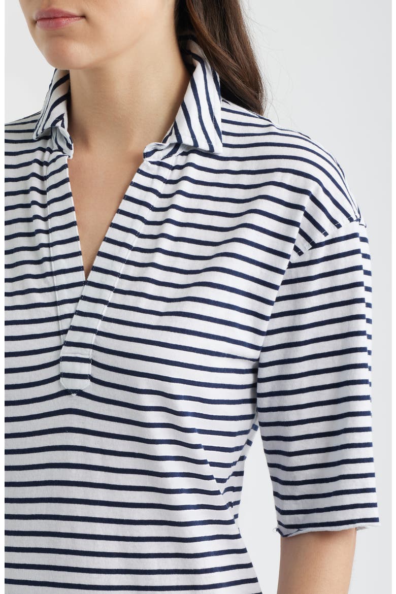 Emma Johnny Collar Maxi Dress, Alternate, color, WHITE AND NAVY STRIPE