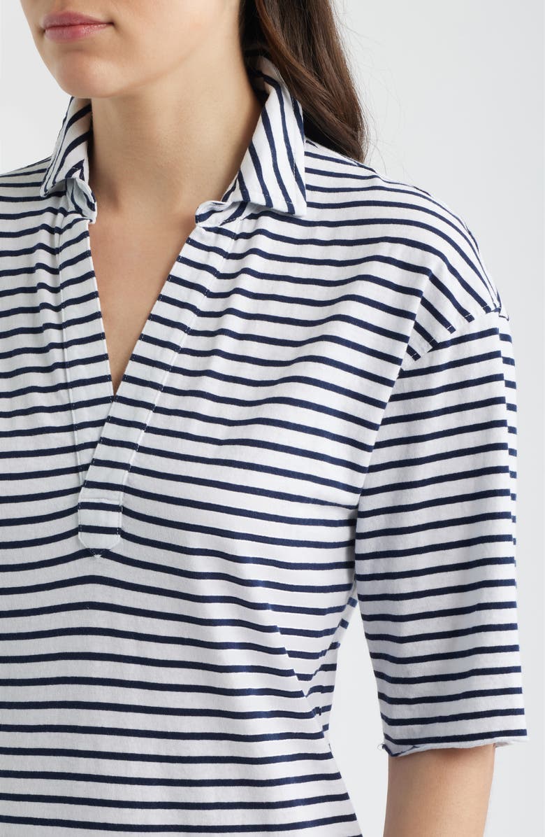 Frank & Eileen Emma Johnny Collar Maxi Dress, Alternate, color, White And Navy Stripe