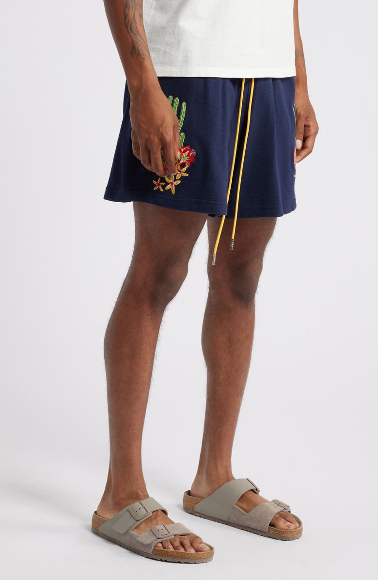 DIET STARTS MONDAY Cactus Floral Bay Embroidered Knit Drawstring Shorts, Alternate, color,