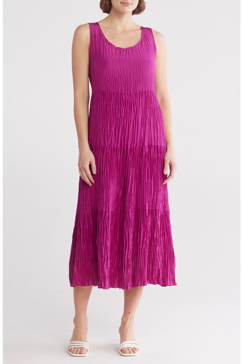 Sleeveless Tiered Silk Maxi Dress, Main, color, CERISE