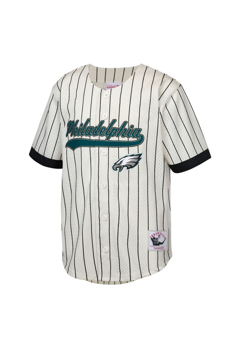 Youth Mitchell & Ness Brian Dawkins Cream Philadelphia Eagles Retired Player Name & Number Baseball Jersey, Alternate, color, Cream