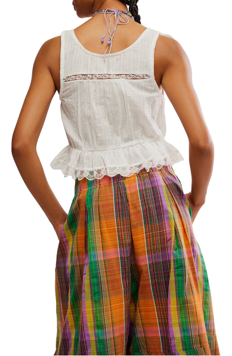 Free People Alana Lace Trim Peplum Top, Alternate, color, Clean Ivory