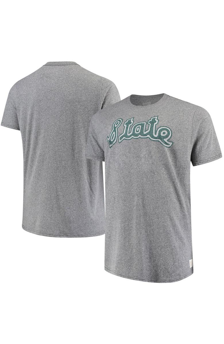 Retro Brand Men's Original Retro Brand Gray Michigan State Spartans Big & Tall Tri-Blend T-Shirt, Main, color,