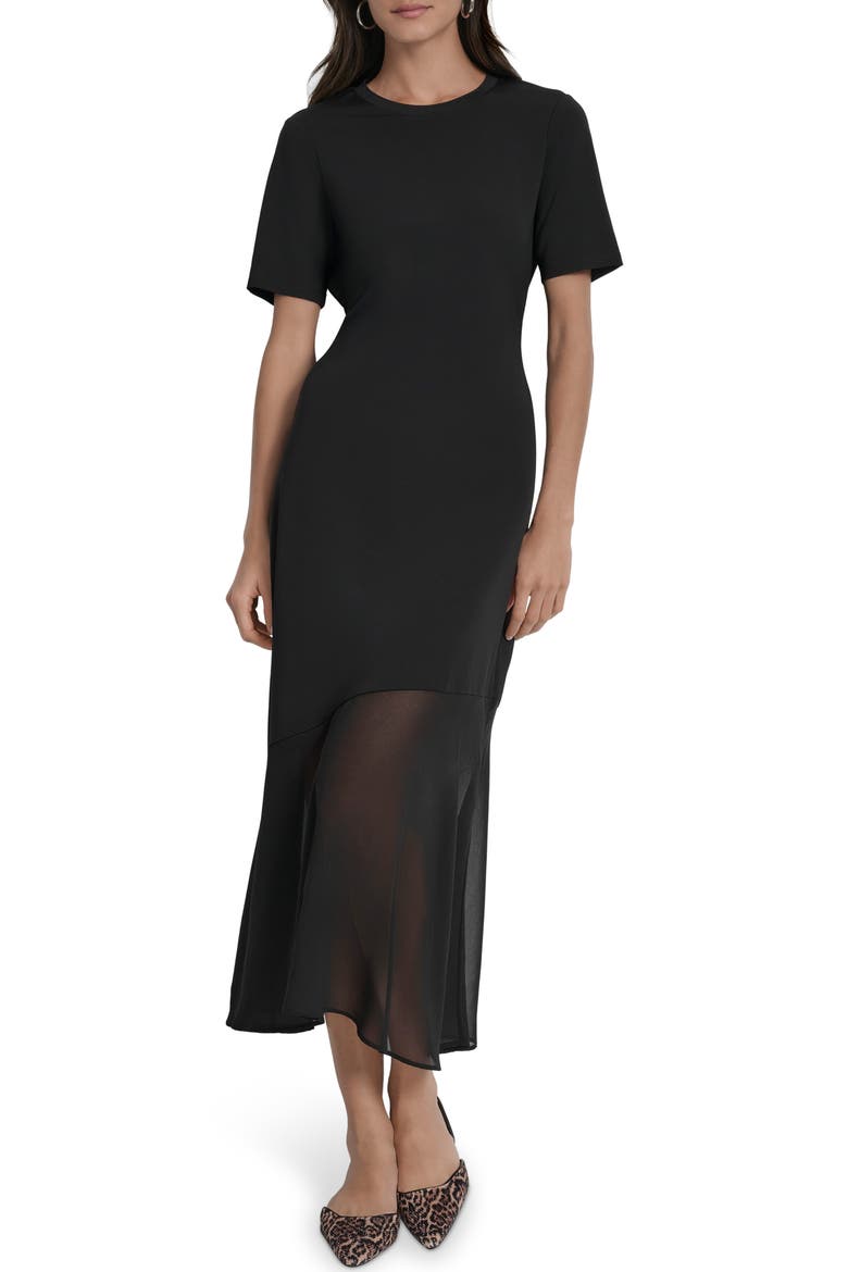 Mixed Media Maxi Dress, Main, color, BLACK