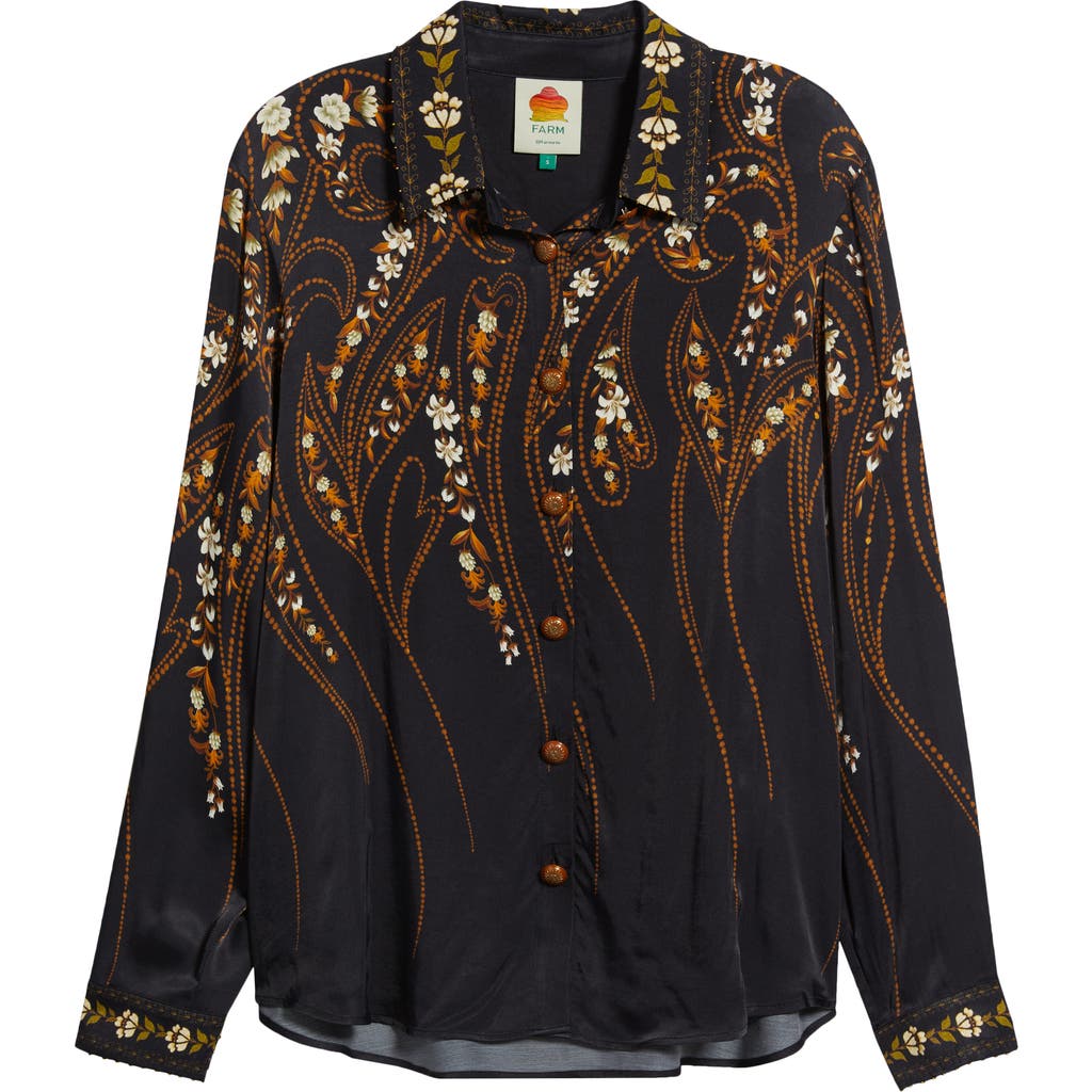 Farm Rio Garden Silhouette Shirt In Black