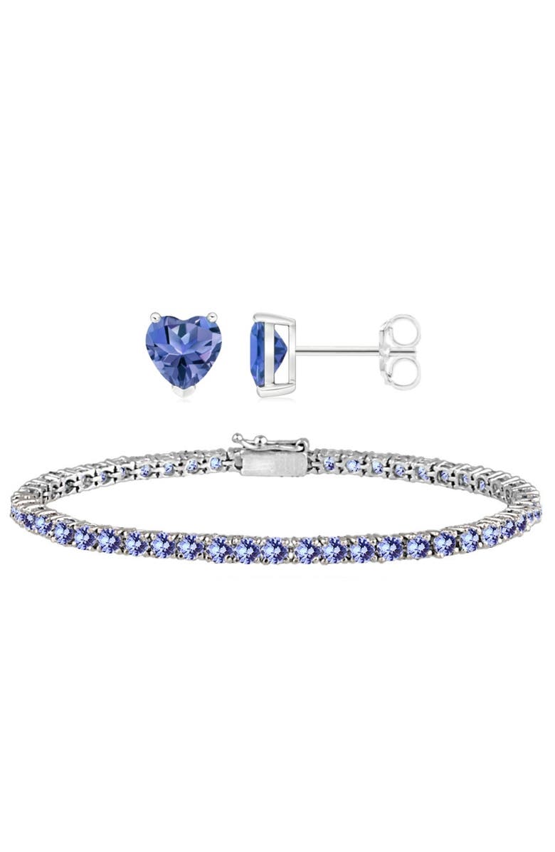 Donatello Gian Created Tanzanite Earrings & Tennis Bracelet Set, Main, color, Silver